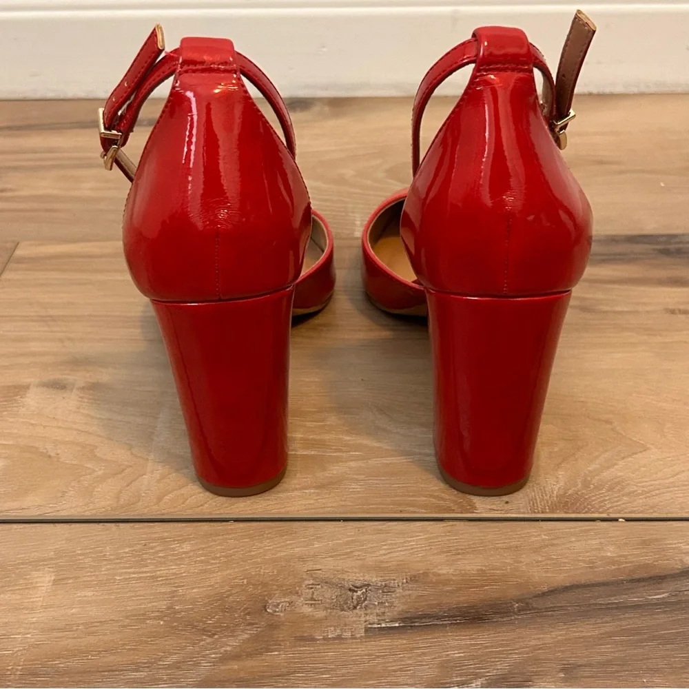 Jessica Simpson Red Patent Strap 3.5 inch Heels - Picture 3 of 9